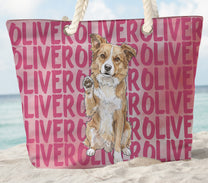 Custom-Pet-Portrait-&-Name-Watercolor-Style-Personalized-Beach-Bag-3