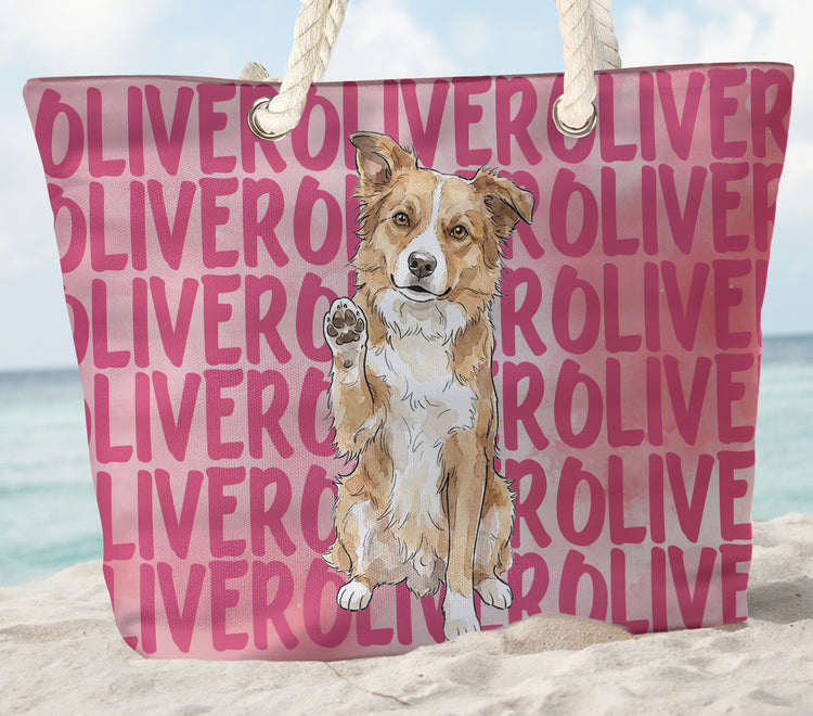 Custom-Pet-Portrait-&-Name-Watercolor-Style-Personalized-Beach-Bag-3