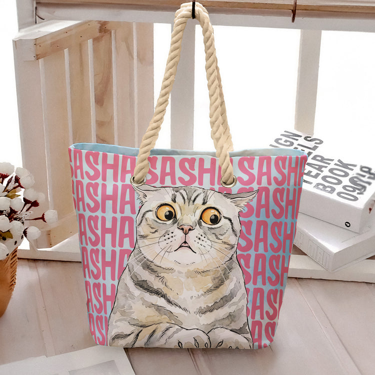 Custom-Pet-Portrait-&-Name-Watercolor-Style-Personalized-Beach-Bag-5