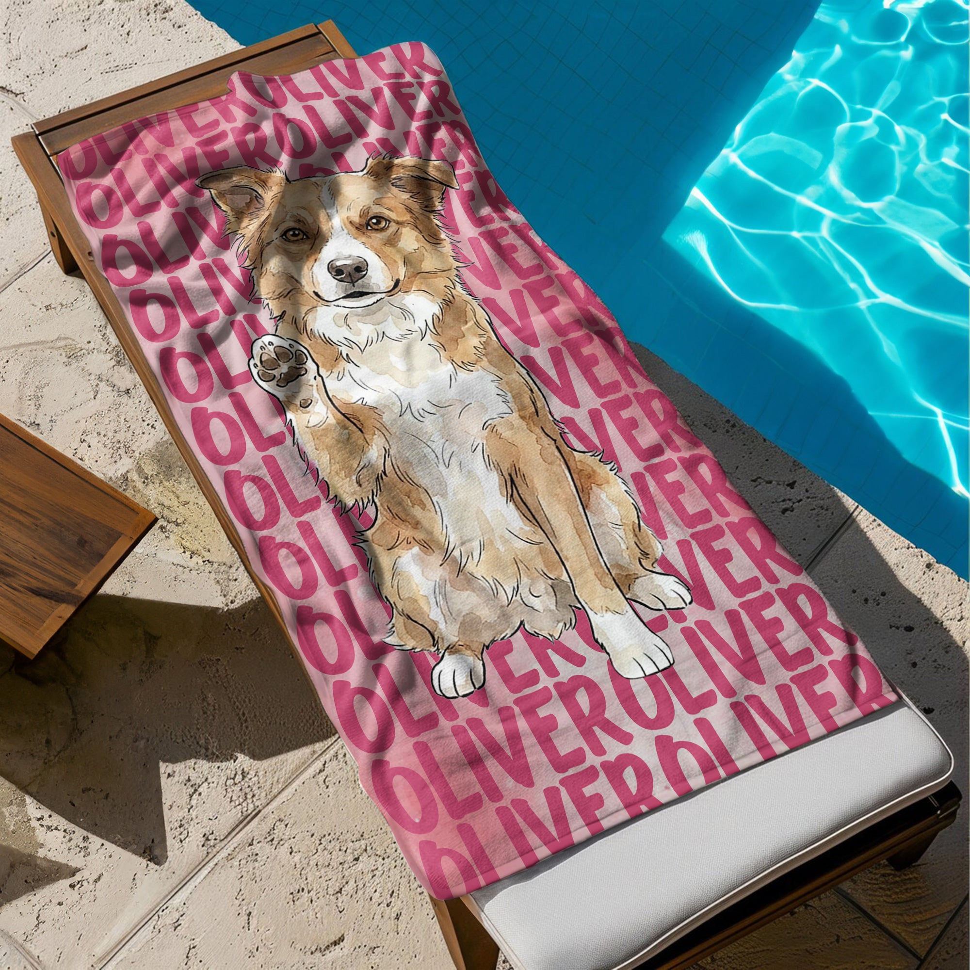 Custom-Pet-Portrait-&-Name-Watercolor-Style-Personalized-Beach-Towel-3