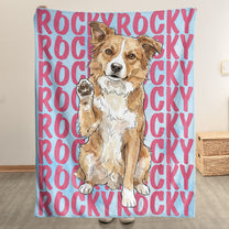 Custom-Pet-Portrait-&-Name-Watercolor-Style-Personalized-Blanket-2