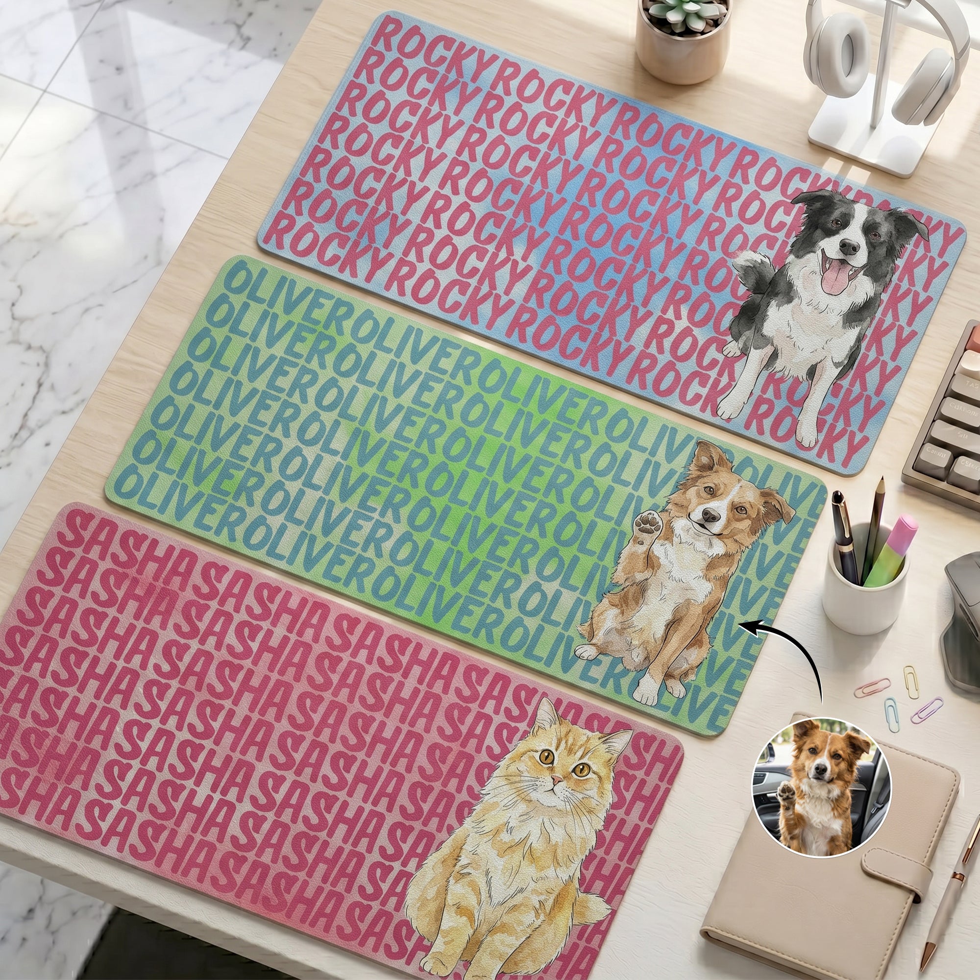 Custom-Pet-Portrait-&-Name-Watercolor-Style-Personalized-Desk-Mat-1