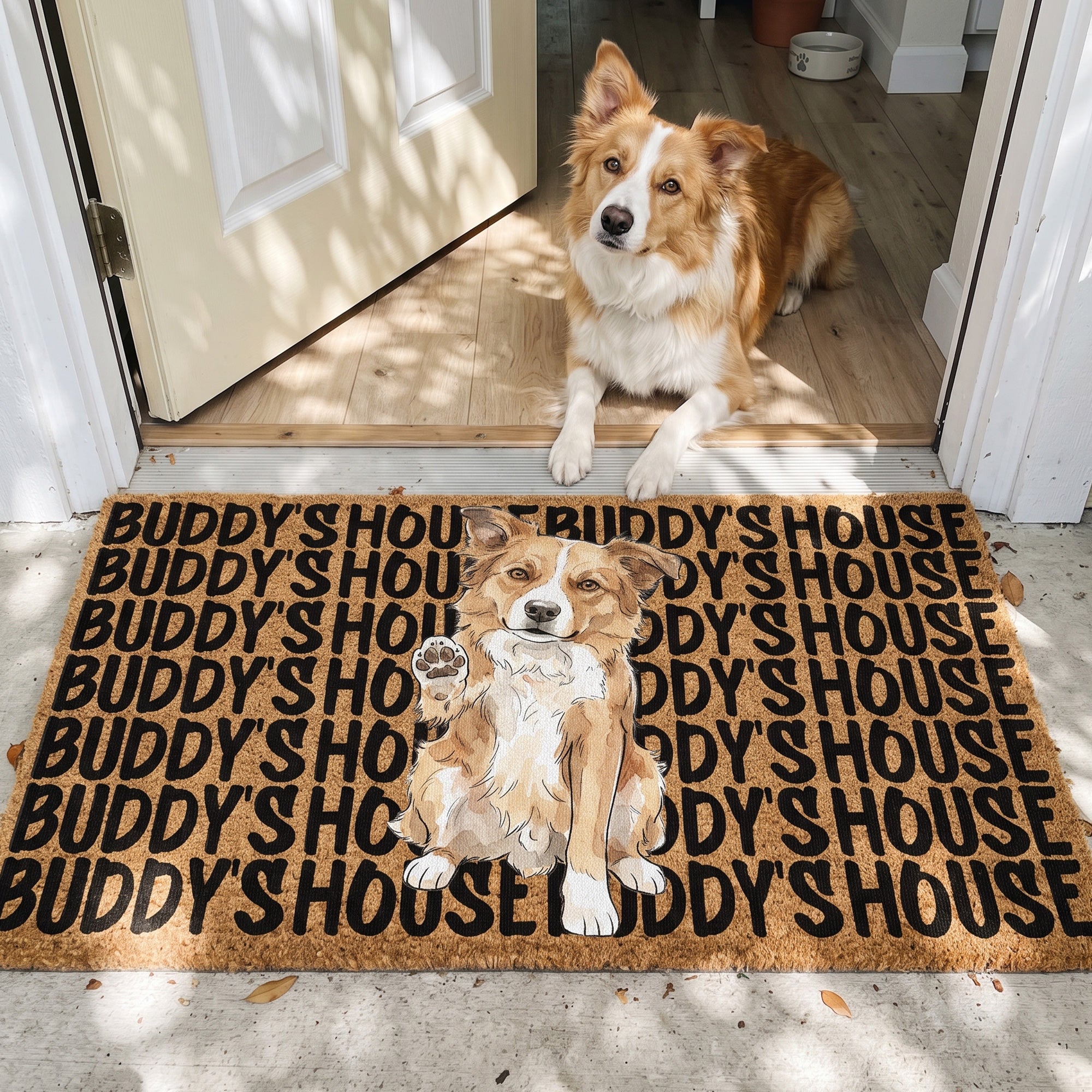 Custom-Pet-Portrait-&-Name-Watercolor-Style-Personalized-Doormat-1