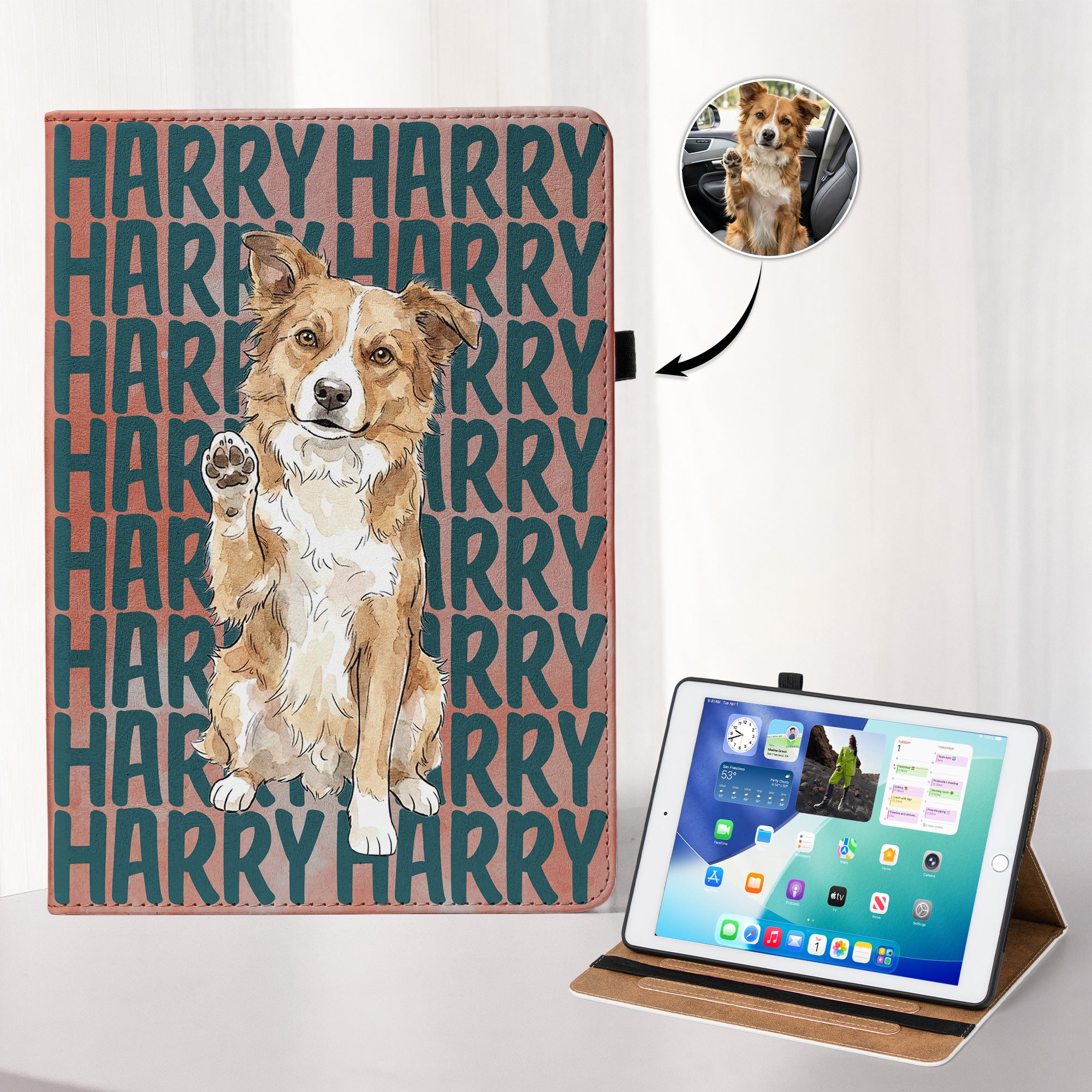 Custom-Pet-Portrait-&-Name-Watercolor-Style-Personalized-Ipad-Case-1