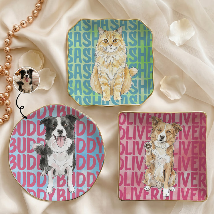 Custom-Pet-Portrait-&-Name-Watercolor-Style-Personalized-Jewelry-Dish-1
