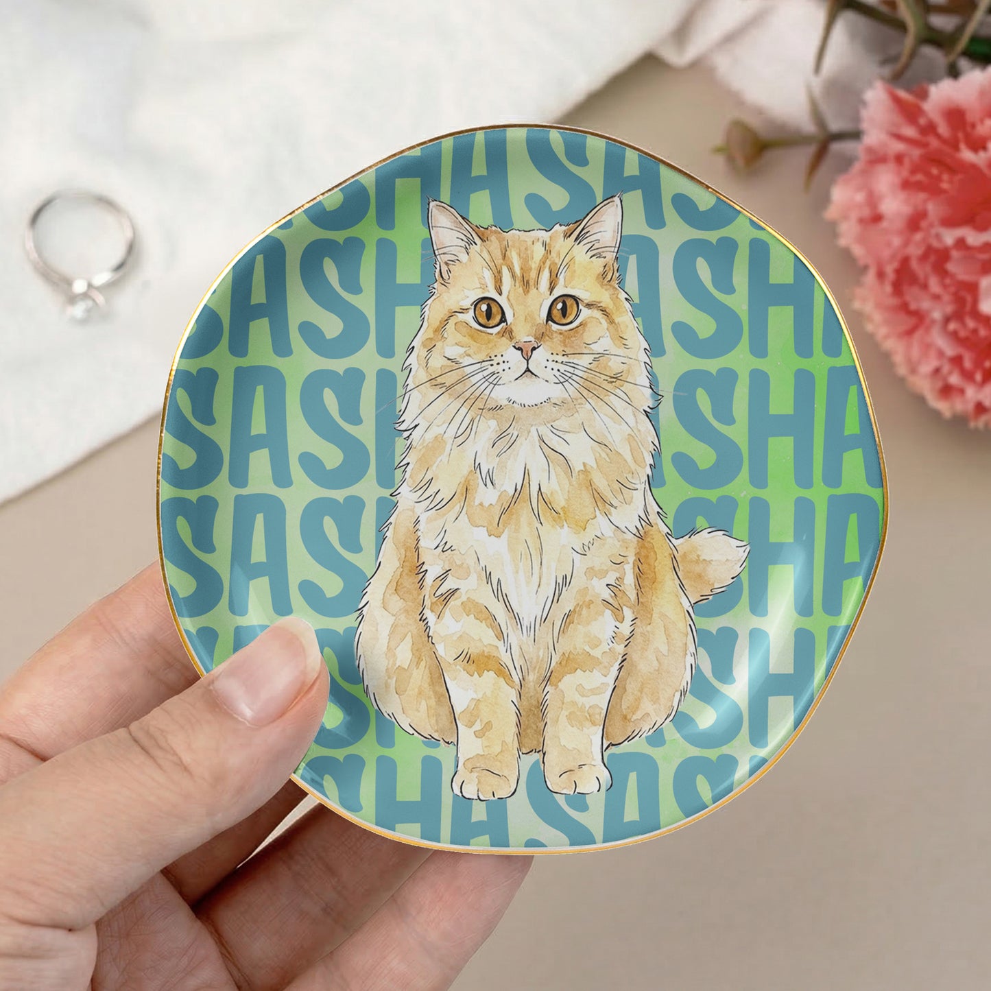 Custom-Pet-Portrait-&-Name-Watercolor-Style-Personalized-Jewelry-Dish-5