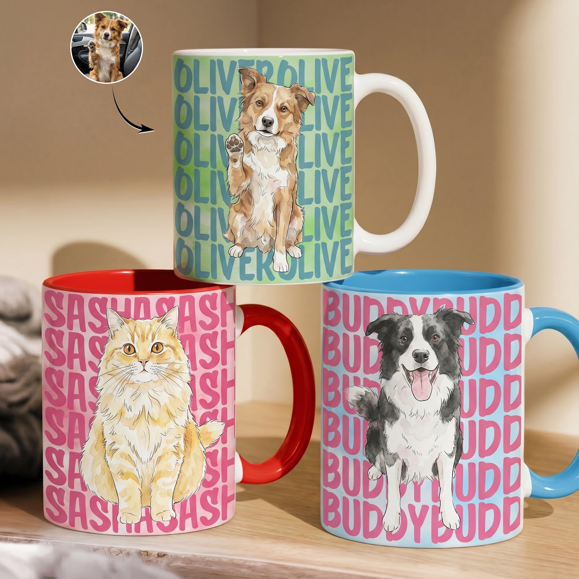 Custom-Pet-Portrait-&-Name-Watercolor-Style-Personalized-Mug-1