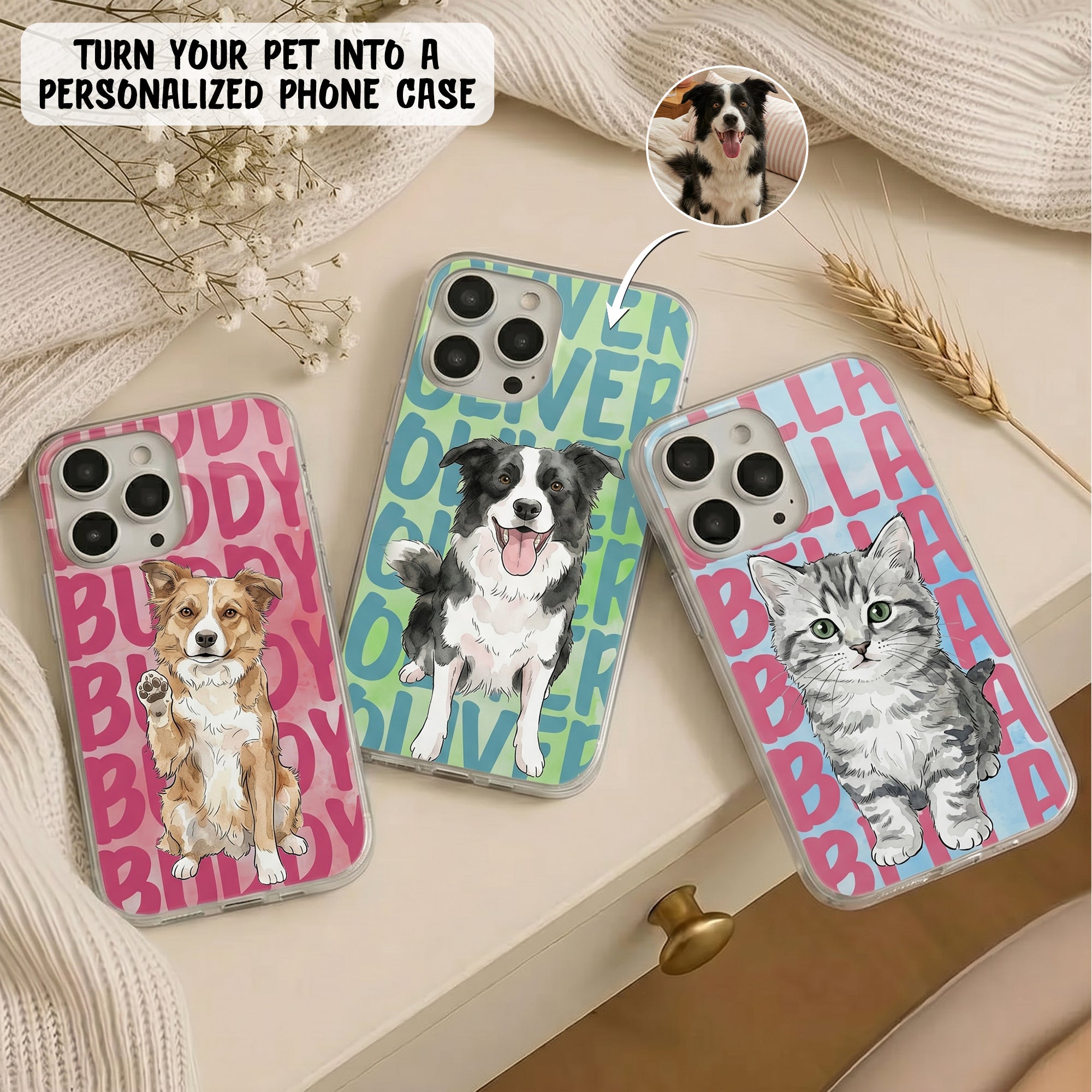 Custom-Pet-Portrait-&-Name-Watercolor-Style-Personalized-Phone-Case-1