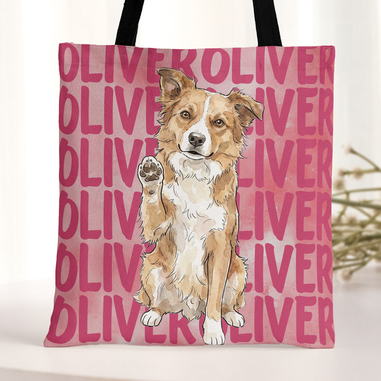 Custom-Pet-Portrait-&-Name-Watercolor-Style-Personalized-Tote-Bag-2