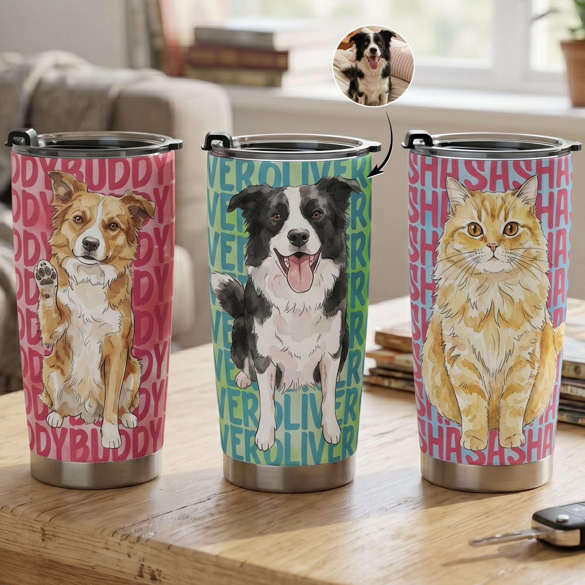 Custom-Pet-Portrait-&-Name-Watercolor-Style-Personalized-Tumbler-Cup-1