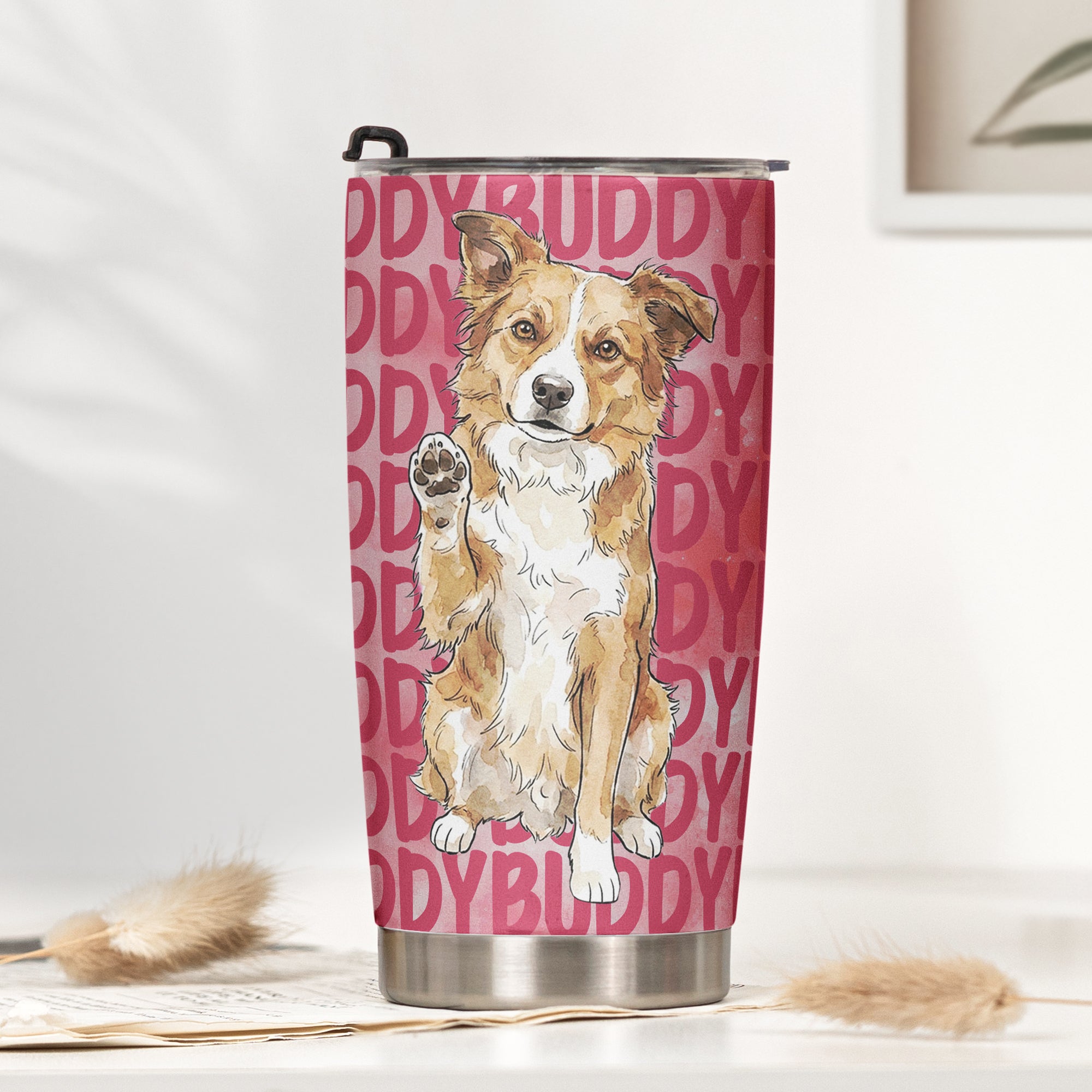 Custom-Pet-Portrait-&-Name-Watercolor-Style-Personalized-Tumbler-Cup-2