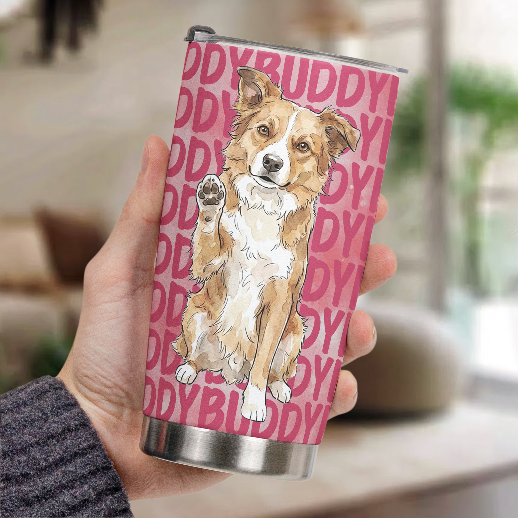 Custom-Pet-Portrait-&-Name-Watercolor-Style-Personalized-Tumbler-Cup-3