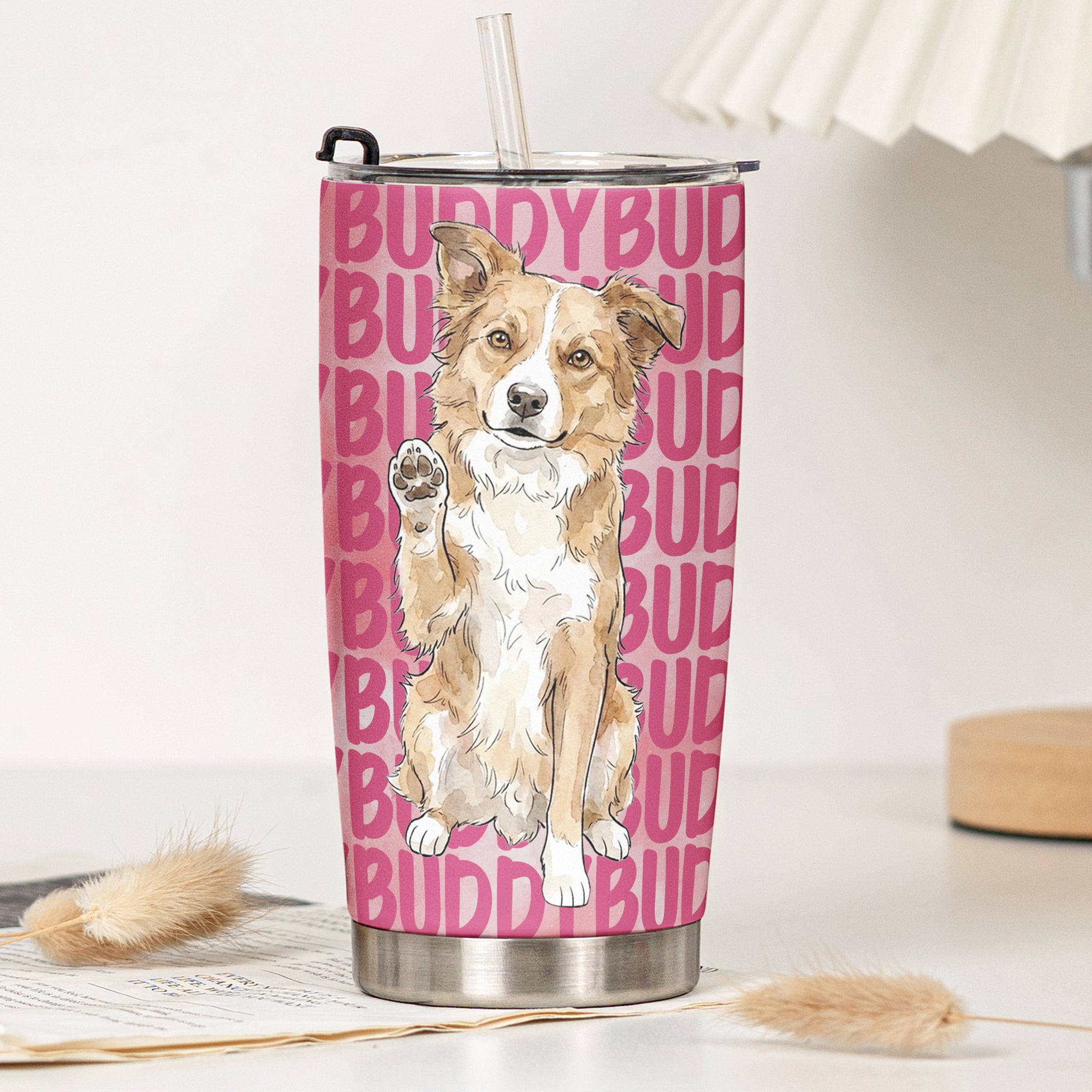Custom-Pet-Portrait-&-Name-Watercolor-Style-Personalized-Tumbler-Cup-4