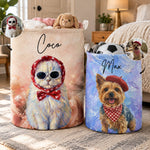 Custom-Pet-Portrait-Oil-Painting-Art-Personalized-Laundry-Storage-Basket-1