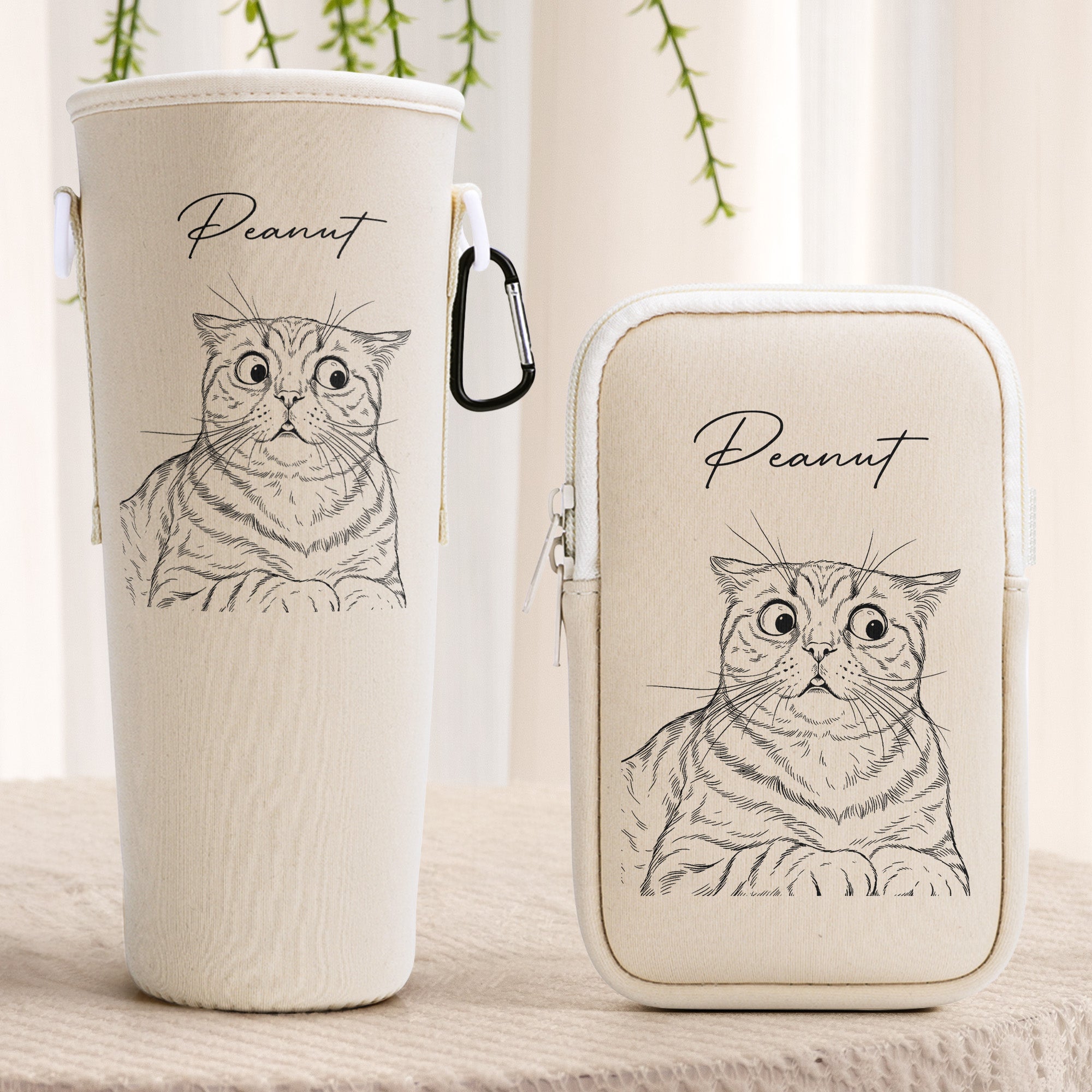 Custom-Pet-Portrait-Sketch-Line-Art-Custom-Water-Bottle-Carrier-Bag-2