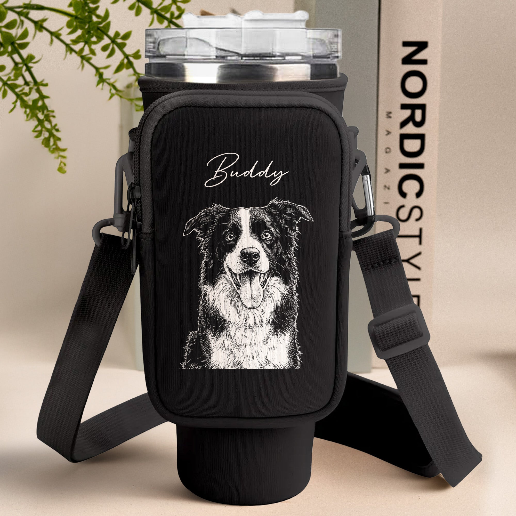Custom-Pet-Portrait-Sketch-Line-Art-Custom-Water-Bottle-Carrier-Bag-3