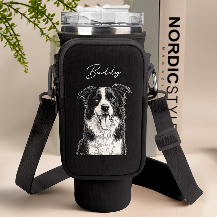 Custom-Pet-Portrait-Sketch-Line-Art-Custom-Water-Bottle-Carrier-Bag-3