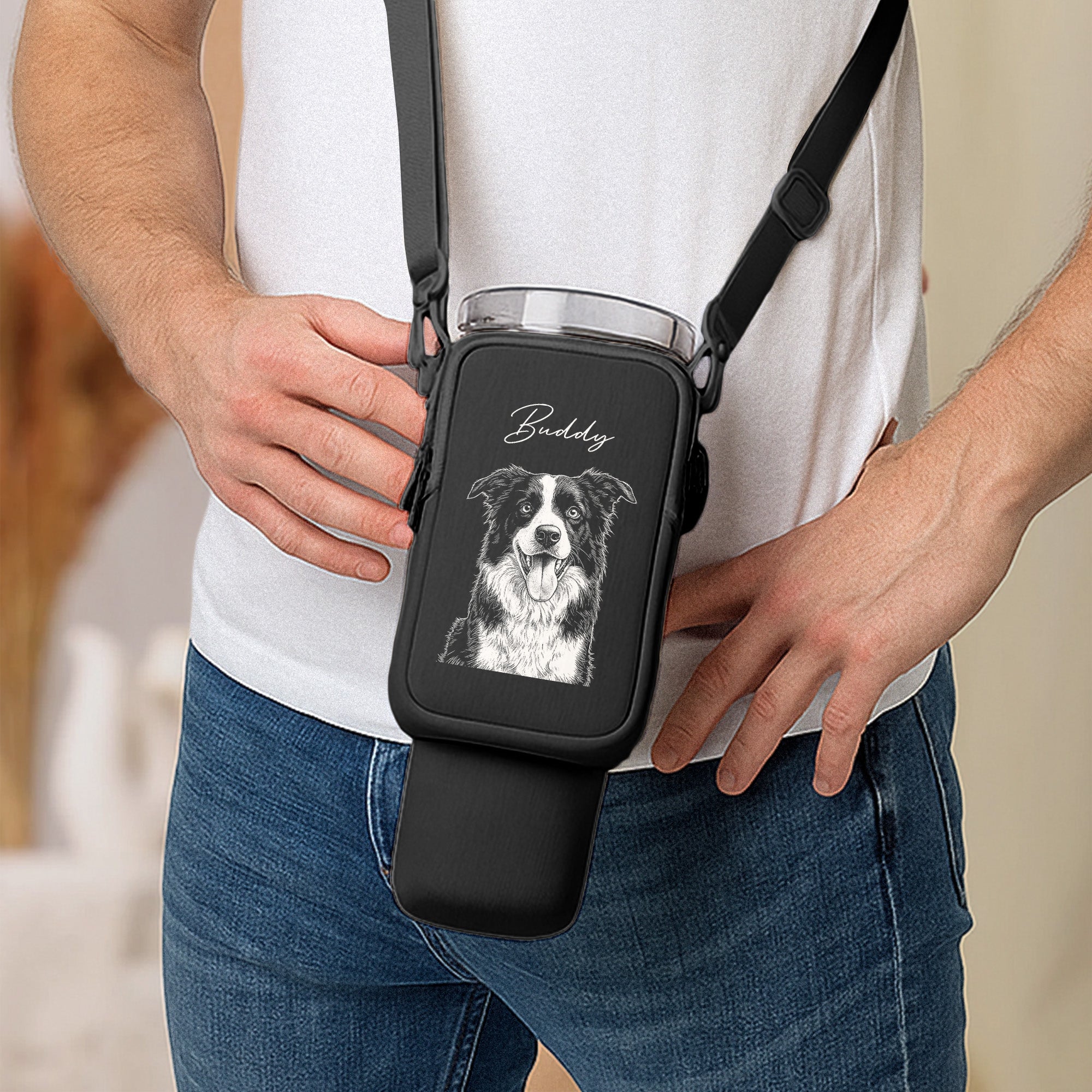 Custom-Pet-Portrait-Sketch-Line-Art-Custom-Water-Bottle-Carrier-Bag-4