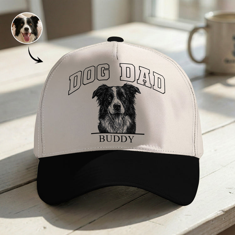 Custom-Pet-Portrait-Sketch-Line-Art-Dog-Dad-Dog-Mom-Gift-Personalized-Cap-1