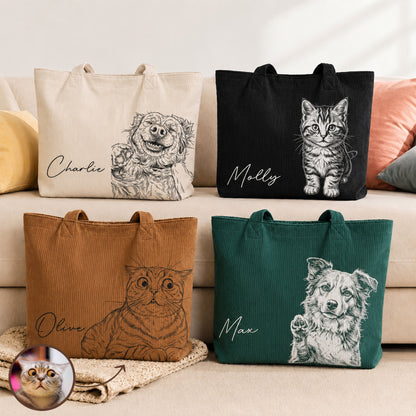 Custom-Pet-Portrait-Sketch-Line-Art-Gift-For-Dog-Mom-Cat-Mom-Personalized-Tote-Bag-1
