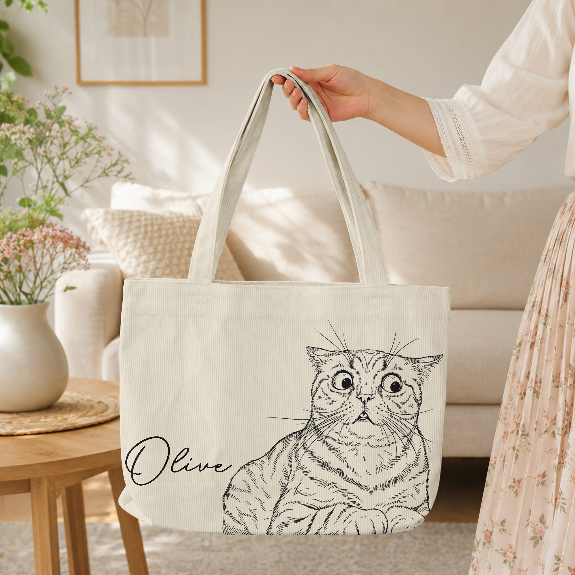 Custom-Pet-Portrait-Sketch-Line-Art-Gift-For-Dog-Mom-Cat-Mom-Personalized-Tote-Bag-2