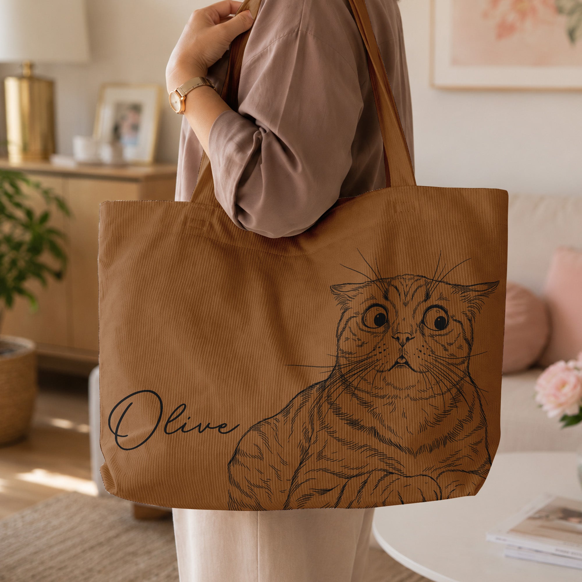 Custom-Pet-Portrait-Sketch-Line-Art-Gift-For-Dog-Mom-Cat-Mom-Personalized-Tote-Bag-3