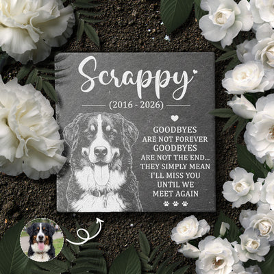 Custom Pet Portrait Sketch Line Art Memorial Gift For Pet Owner - Personalized Garden Stone
