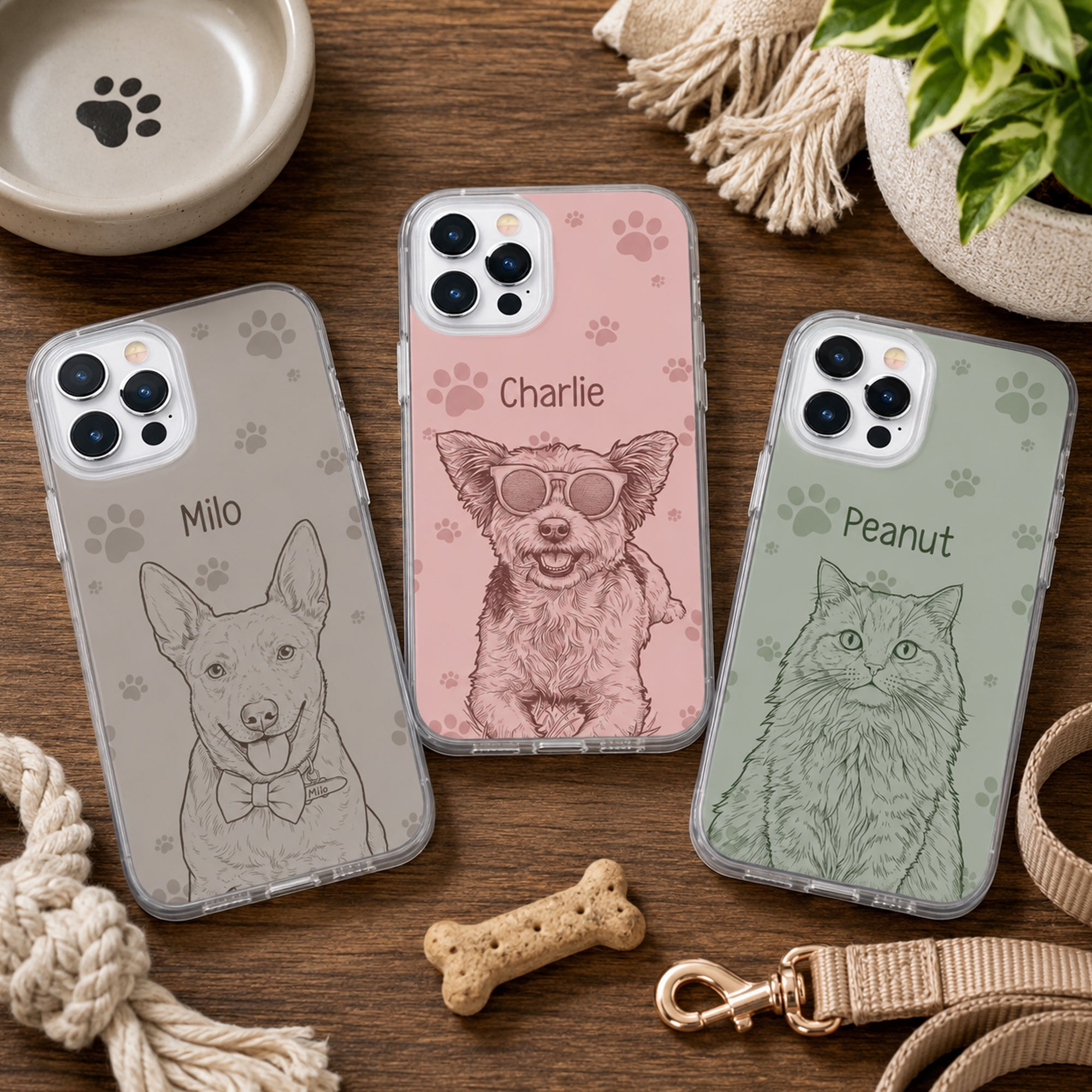 Custom-Pet-Portrait-Sketch-Line-Art-New-Version-Gifts-For-Pet-Lovers-Personalized-Phone-Case-1