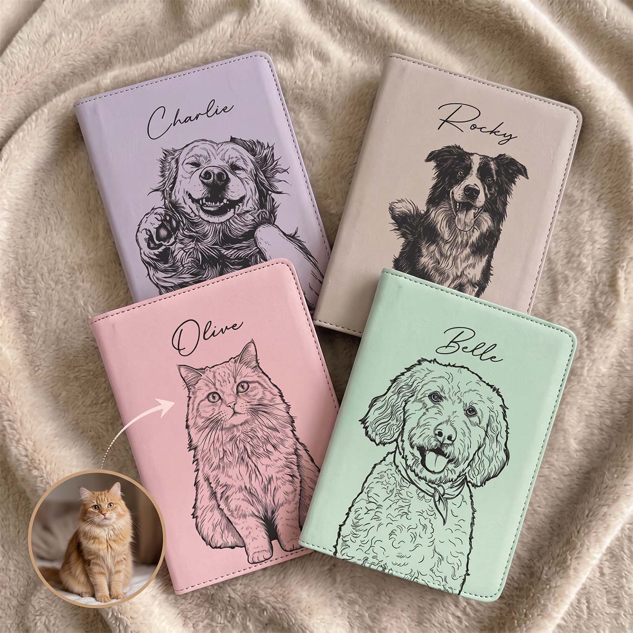 Custom-Pet-Portrait-Sketch-Line-Art-Personalized-Kindle-Case1