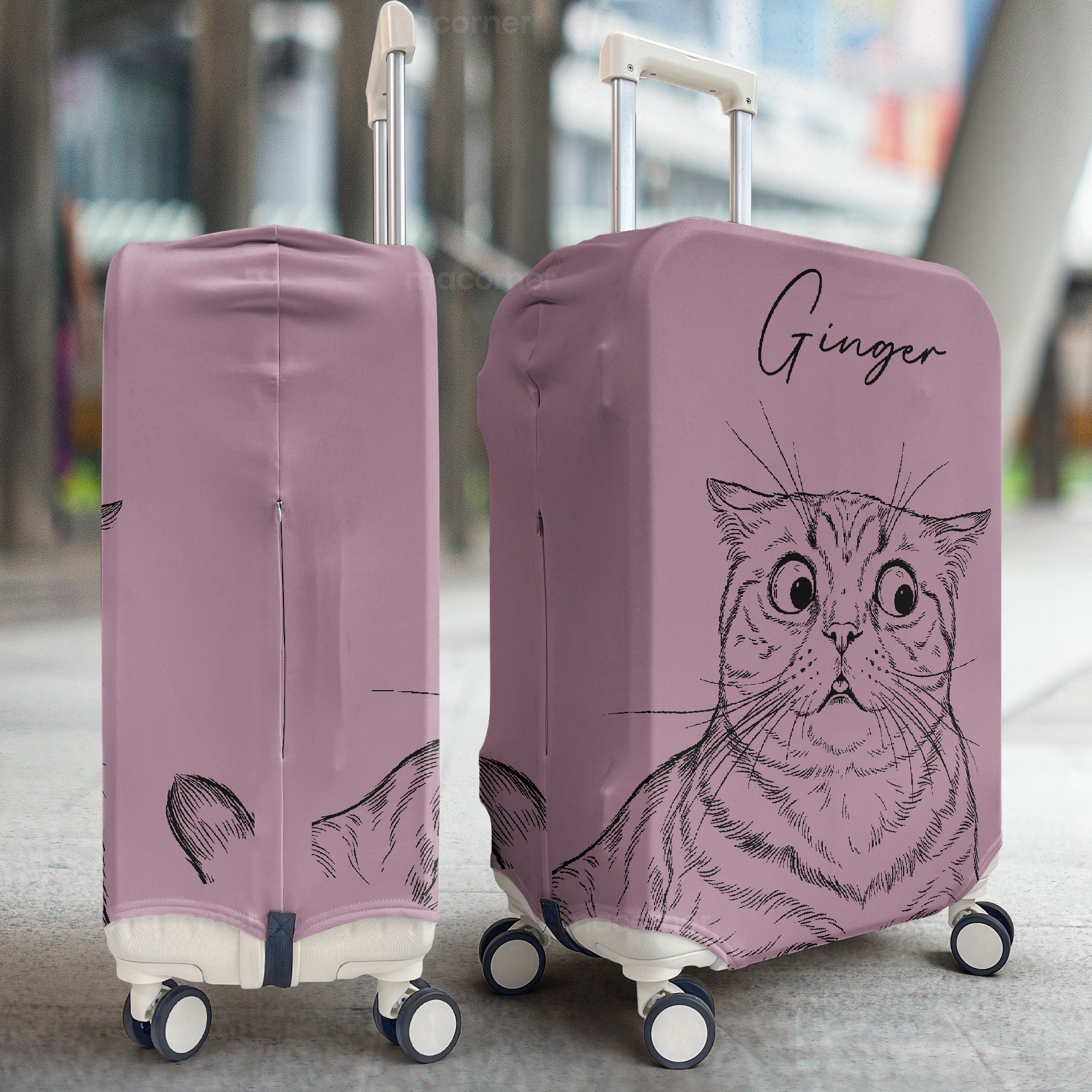Custom-Pet-Portrait-Sketch-Line-Art-Personalized-Luggage-Cover-3