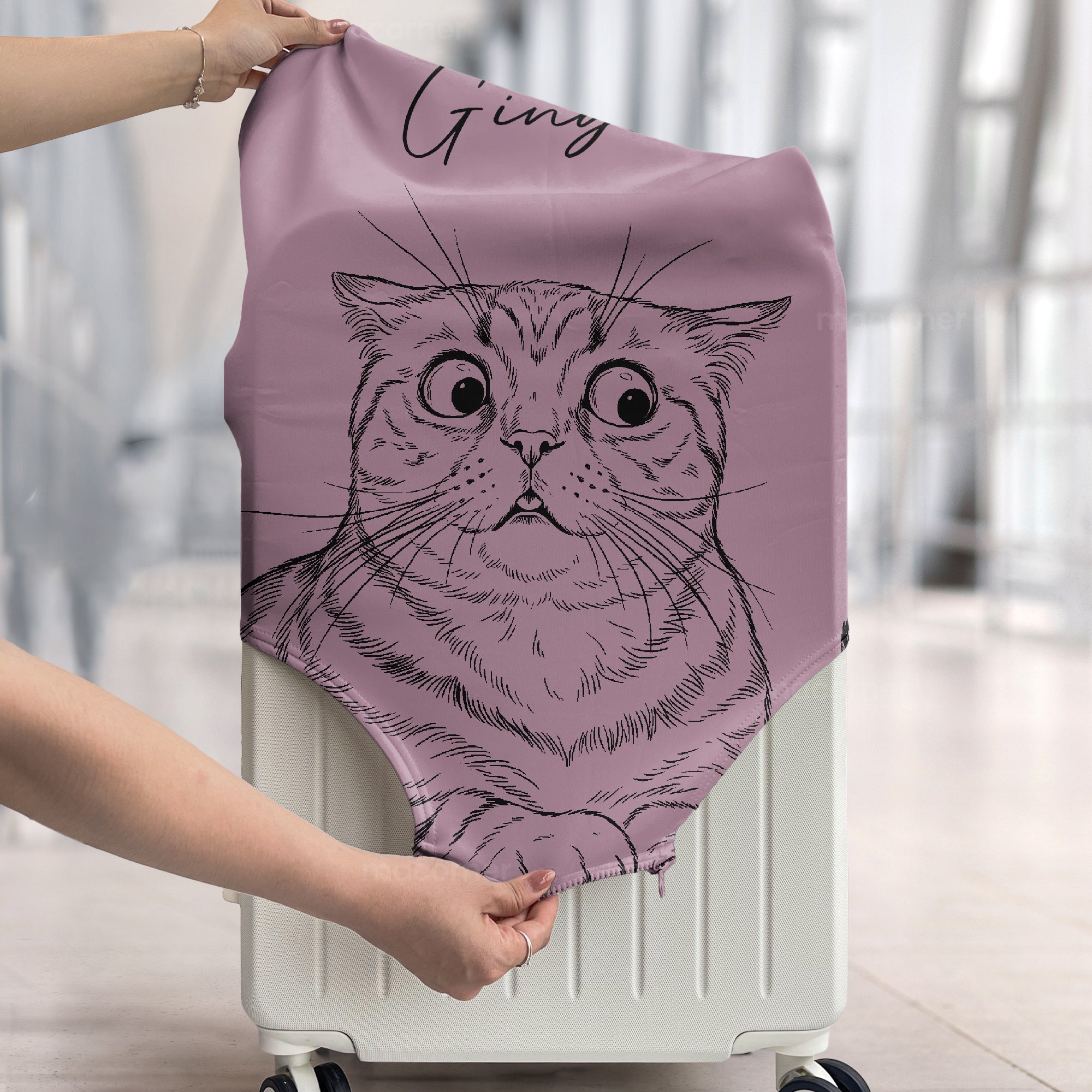 Custom-Pet-Portrait-Sketch-Line-Art-Personalized-Luggage-Cover-5