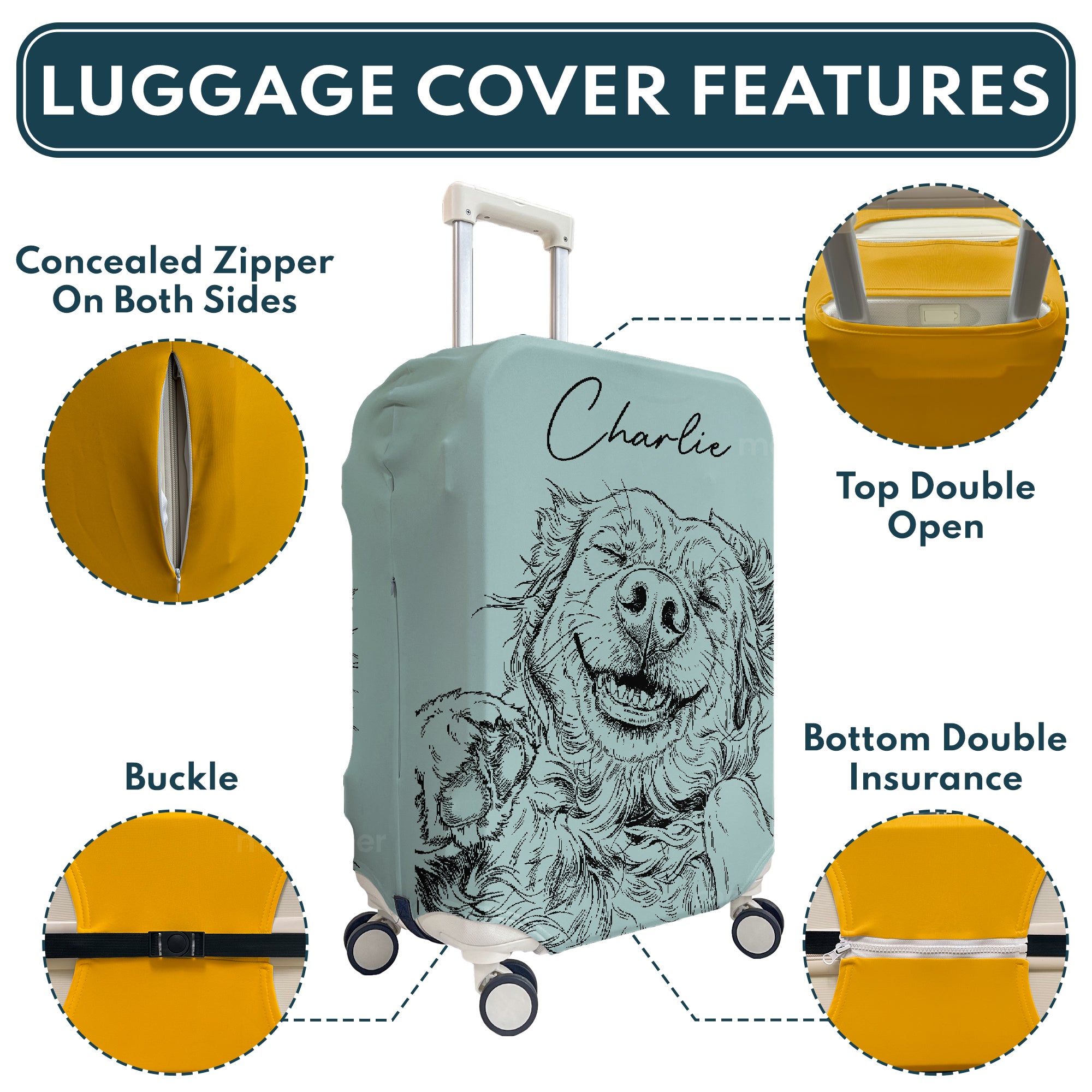 Custom-Pet-Portrait-Sketch-Line-Art-Personalized-Luggage-Cover-6