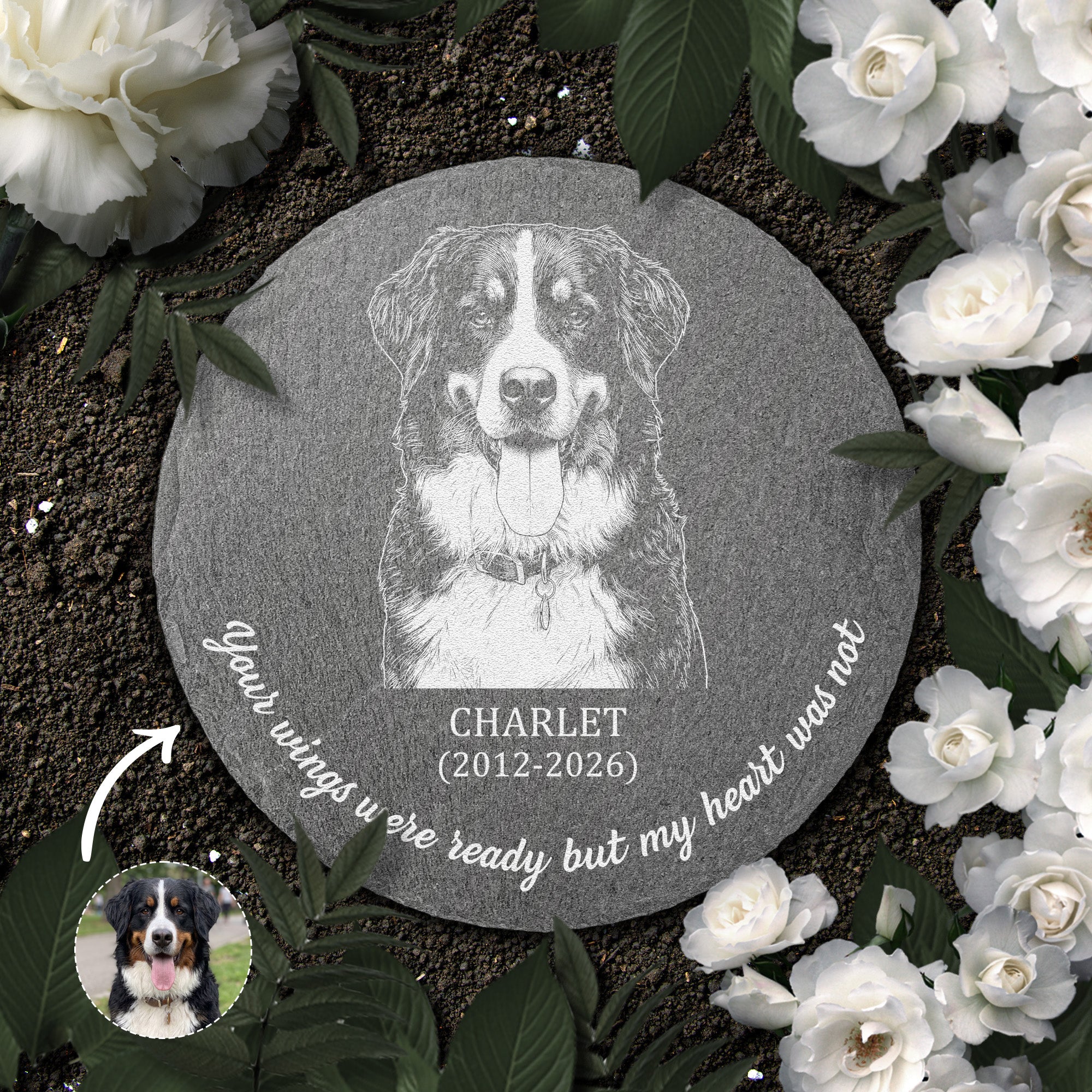 Custom-Pet-Portrait-Sketch-Line-Art-Pet-Loss-Gift-For-Pet-Owner-Personalized-Garden-Stone-1