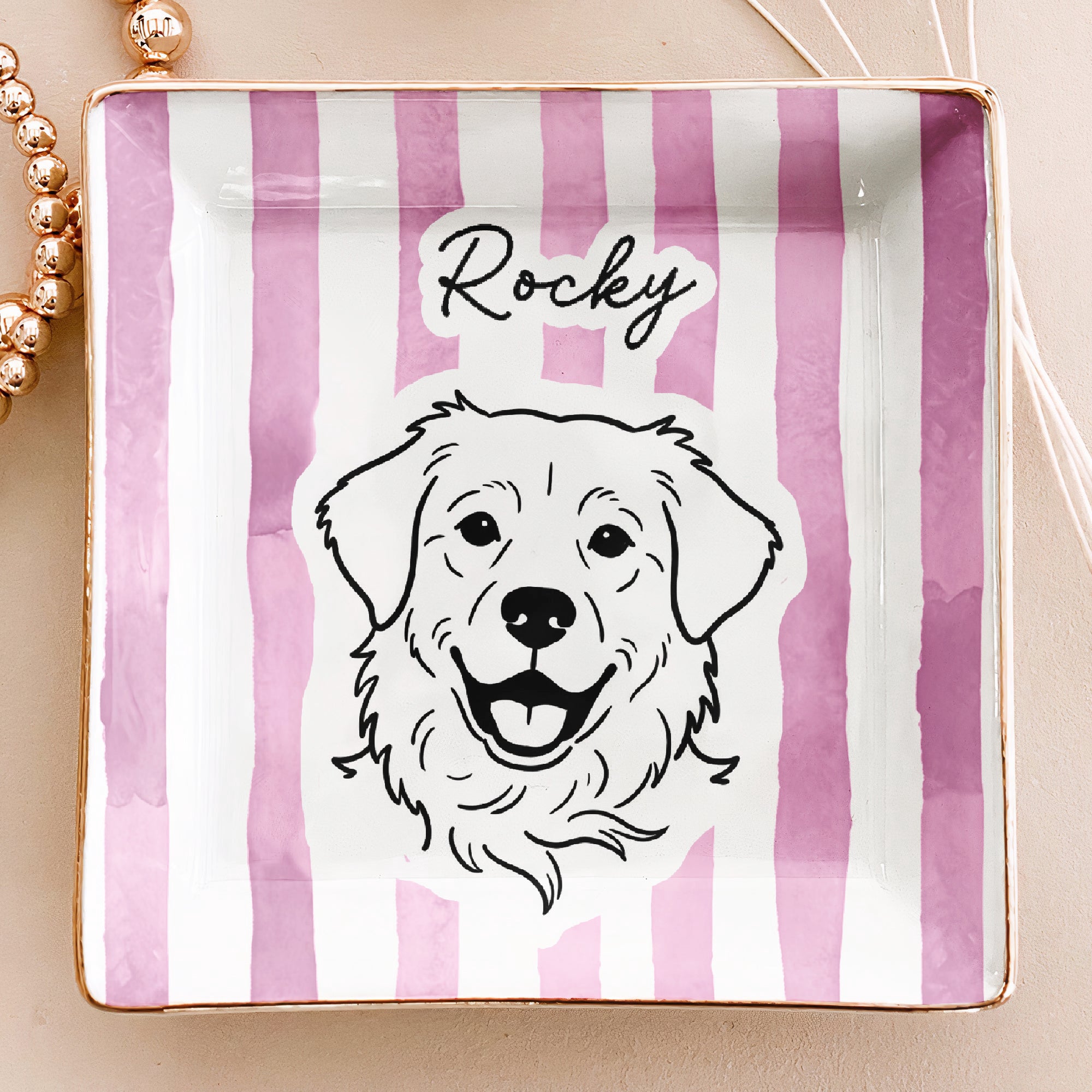 Custom_Pet_Portrait_Sketch_Line_Art_Striped_Pattern_Personalized_Jewelry_Dish_2