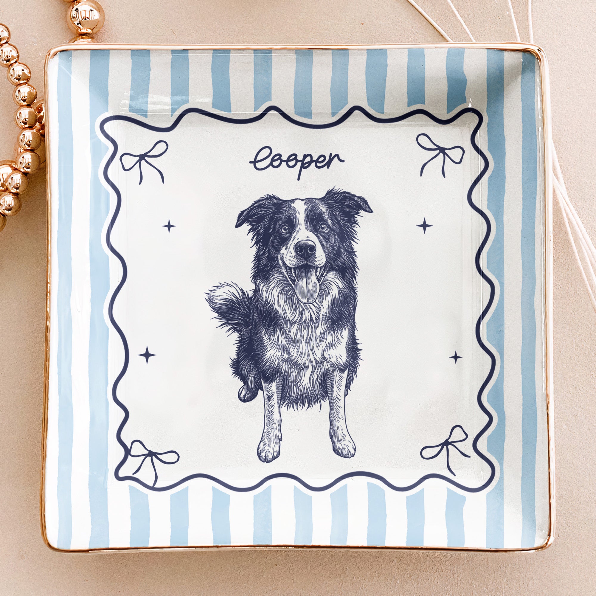 Custom-Pet-Portrait-Sketch-Line-Art-Striped-Style-Personalized-Jewelry-Dish-3