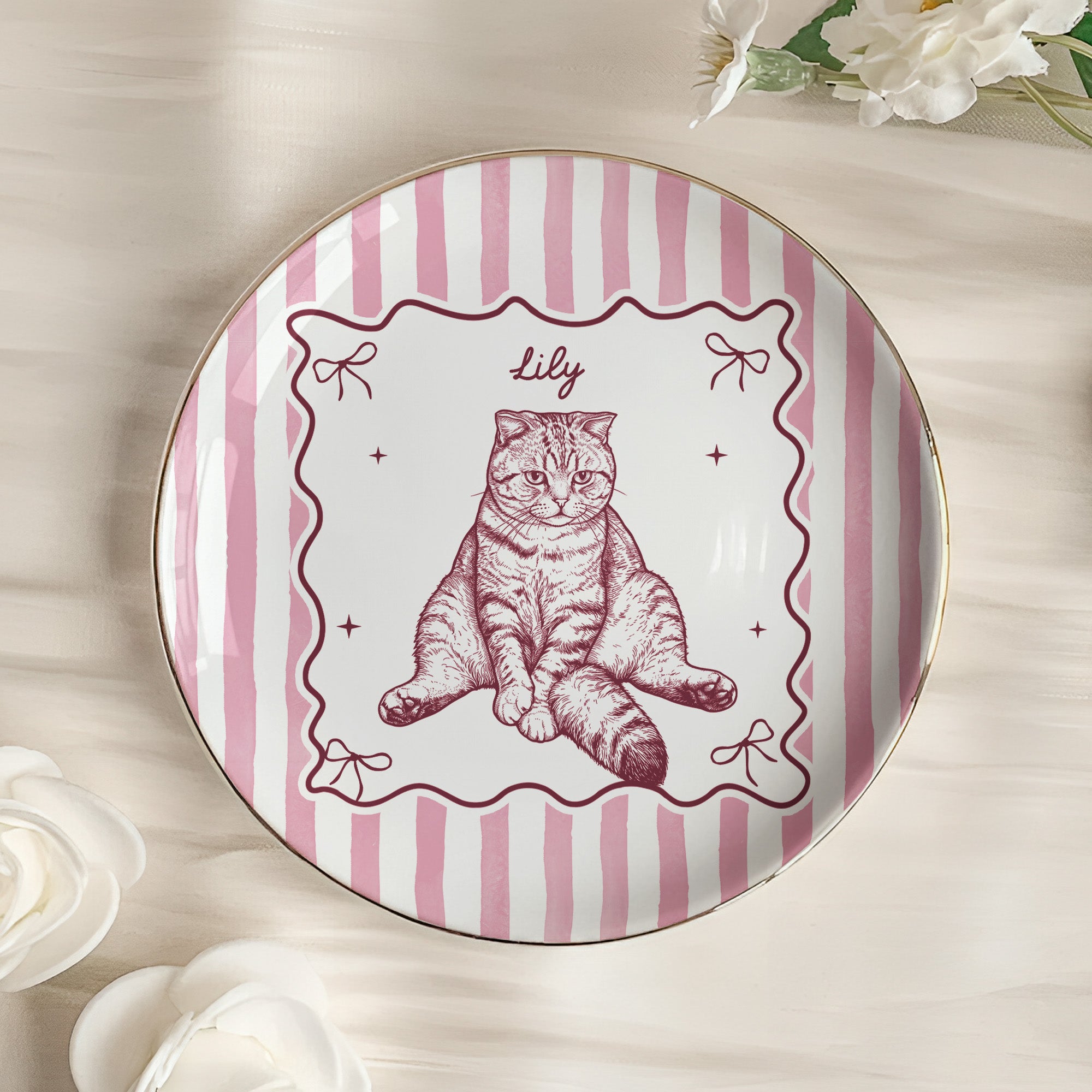 Custom-Pet-Portrait-Sketch-Line-Art-Striped-Style-Personalized-Jewelry-Dish-4