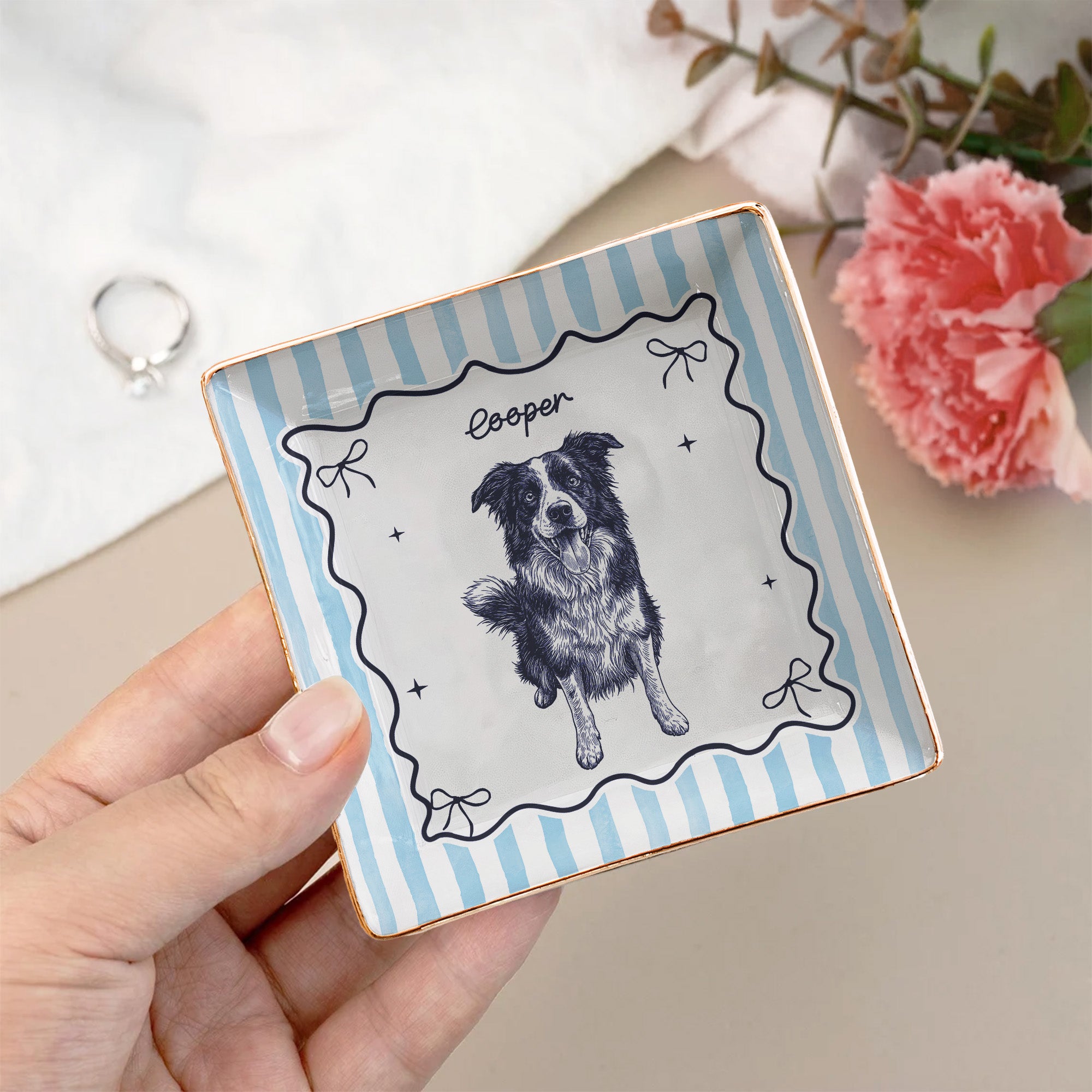 Custom-Pet-Portrait-Sketch-Line-Art-Striped-Style-Personalized-Jewelry-Dish-9