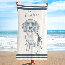 Custom-Pet-Portrait-Sketch-Line-Art-Summer-Gift-For-Pet-Lovers-Personalized-Beach-Towel-2