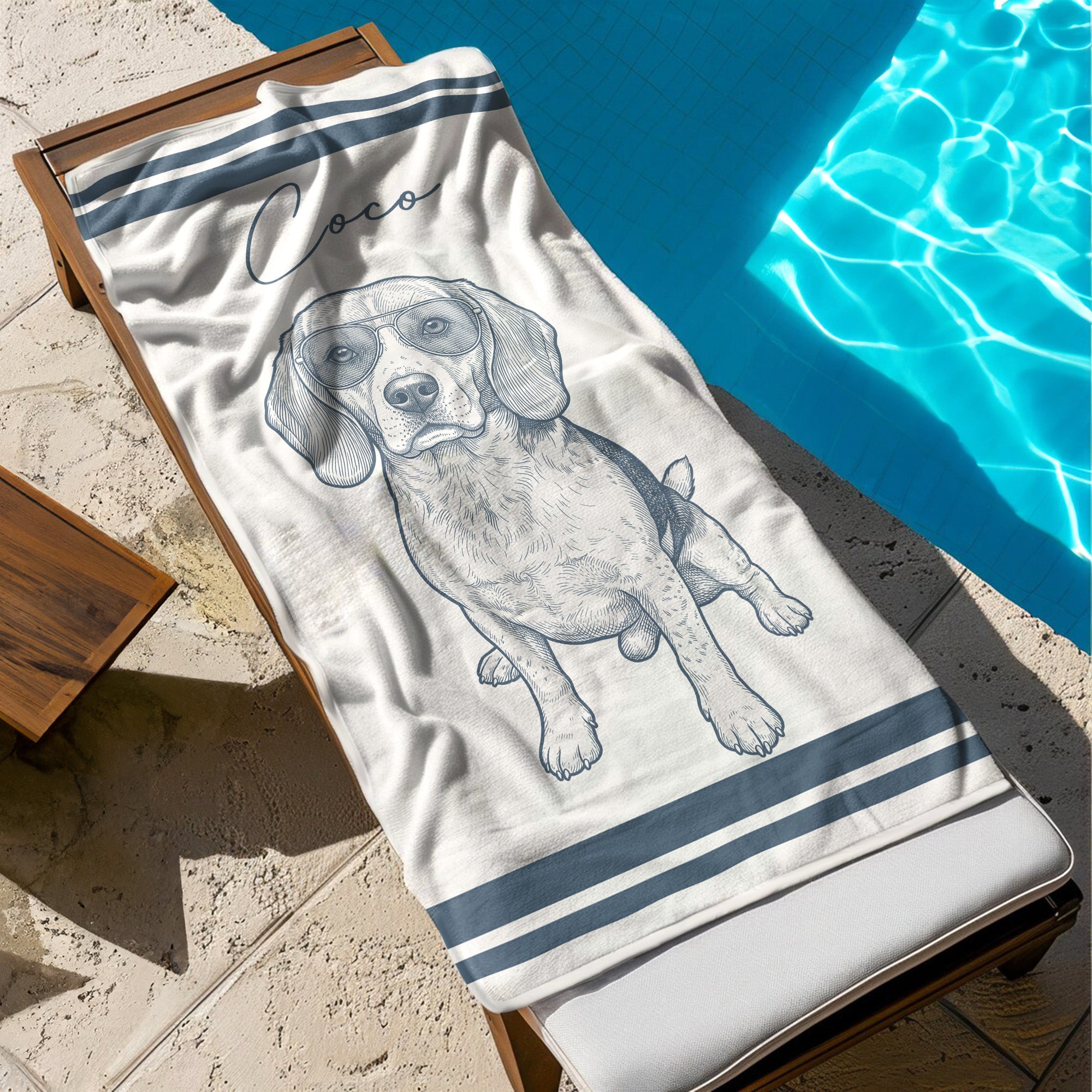 Custom-Pet-Portrait-Sketch-Line-Art-Summer-Gift-For-Pet-Lovers-Personalized-Beach-Towel-5