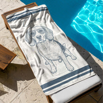 Custom-Pet-Portrait-Sketch-Line-Art-Summer-Gift-For-Pet-Lovers-Personalized-Beach-Towel-5