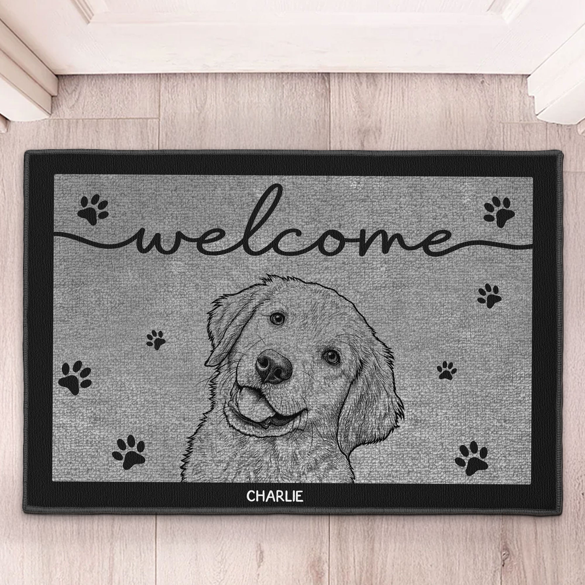 Custom-Pet-Portrait-Sketch-Line-Art-Welcome-Home-Personalized-Doormat-2