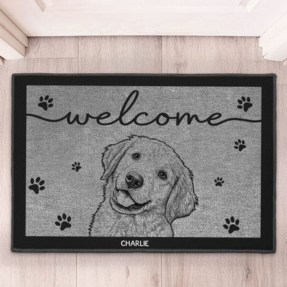 Custom-Pet-Portrait-Sketch-Line-Art-Welcome-Home-Personalized-Doormat-2