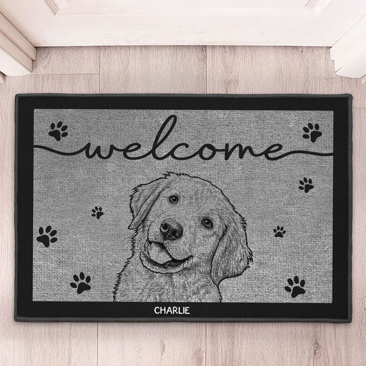 Custom-Pet-Portrait-Sketch-Line-Art-Welcome-Home-Personalized-Doormat-2