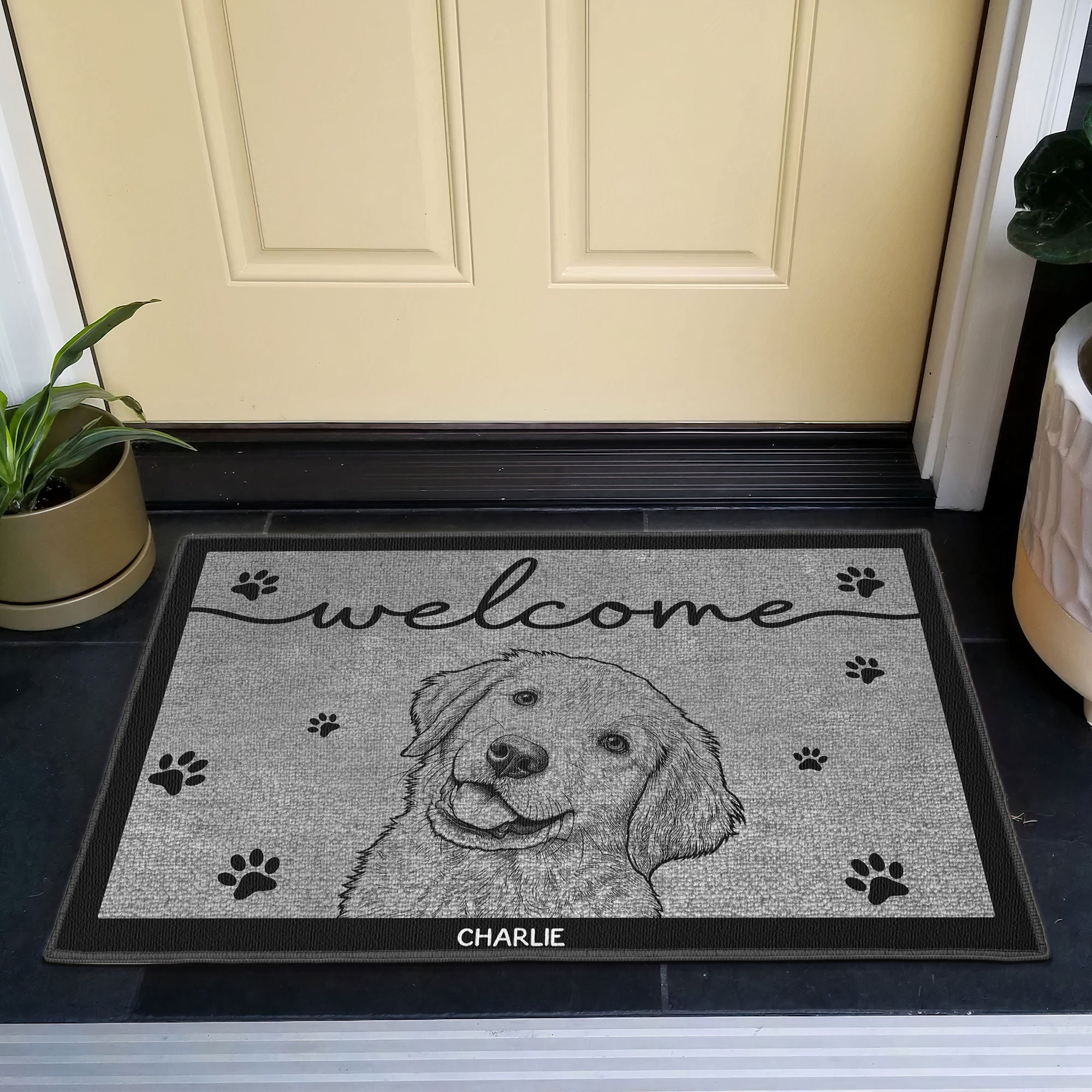 Custom-Pet-Portrait-Sketch-Line-Art-Welcome-Home-Personalized-Doormat-3