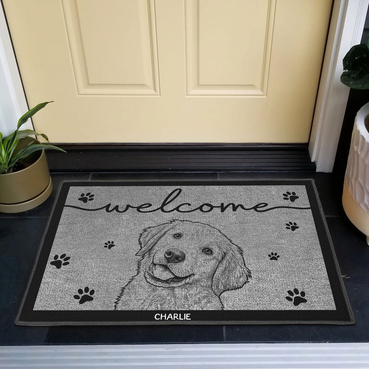 Custom-Pet-Portrait-Sketch-Line-Art-Welcome-Home-Personalized-Doormat-3
