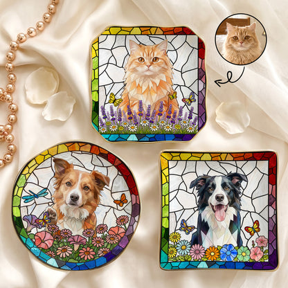 Custom-Pet-Portrait-Stained-Glass-Floral-Colorful-Personalized-Jewelry-Dish-1