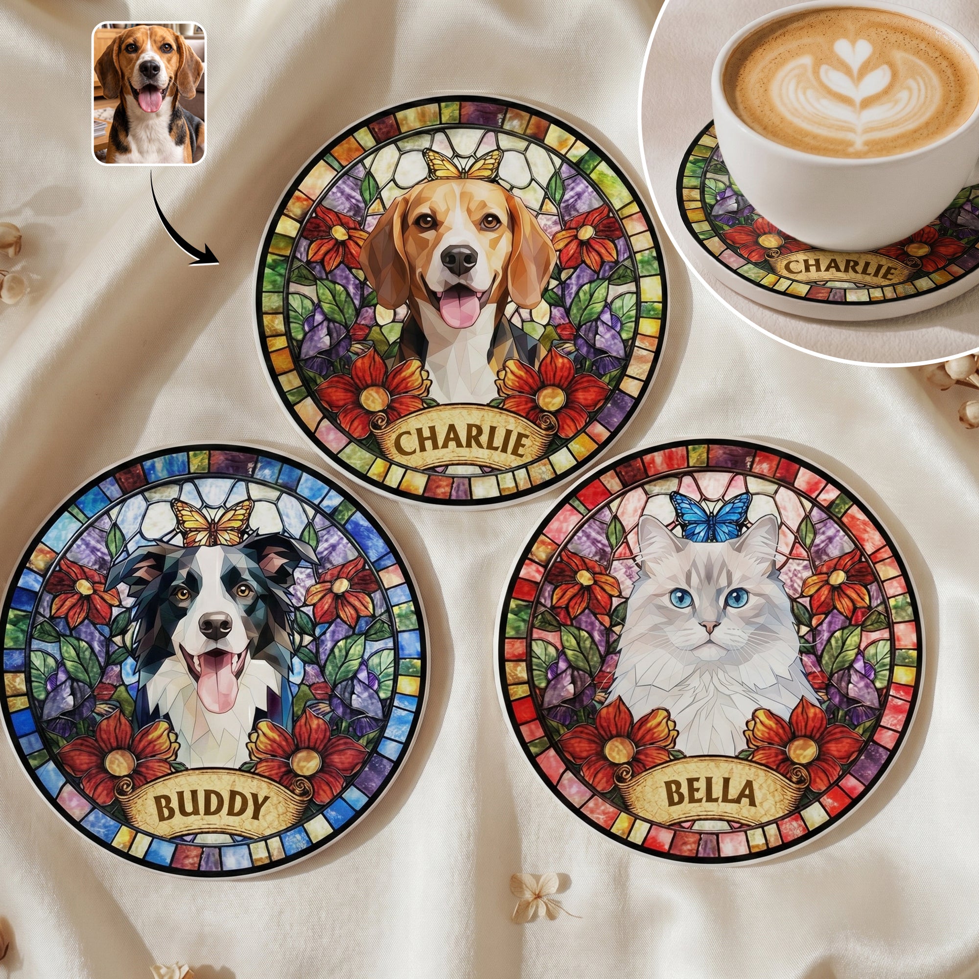 Custom-Pet-Portrait-Stained-Glass-Style-Gift-For-Pet-Lovers-Personalized-Coaster-1