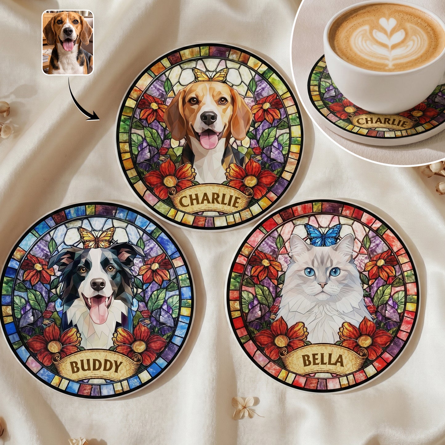 Custom-Pet-Portrait-Stained-Glass-Style-Gift-For-Pet-Lovers-Personalized-Coaster-1