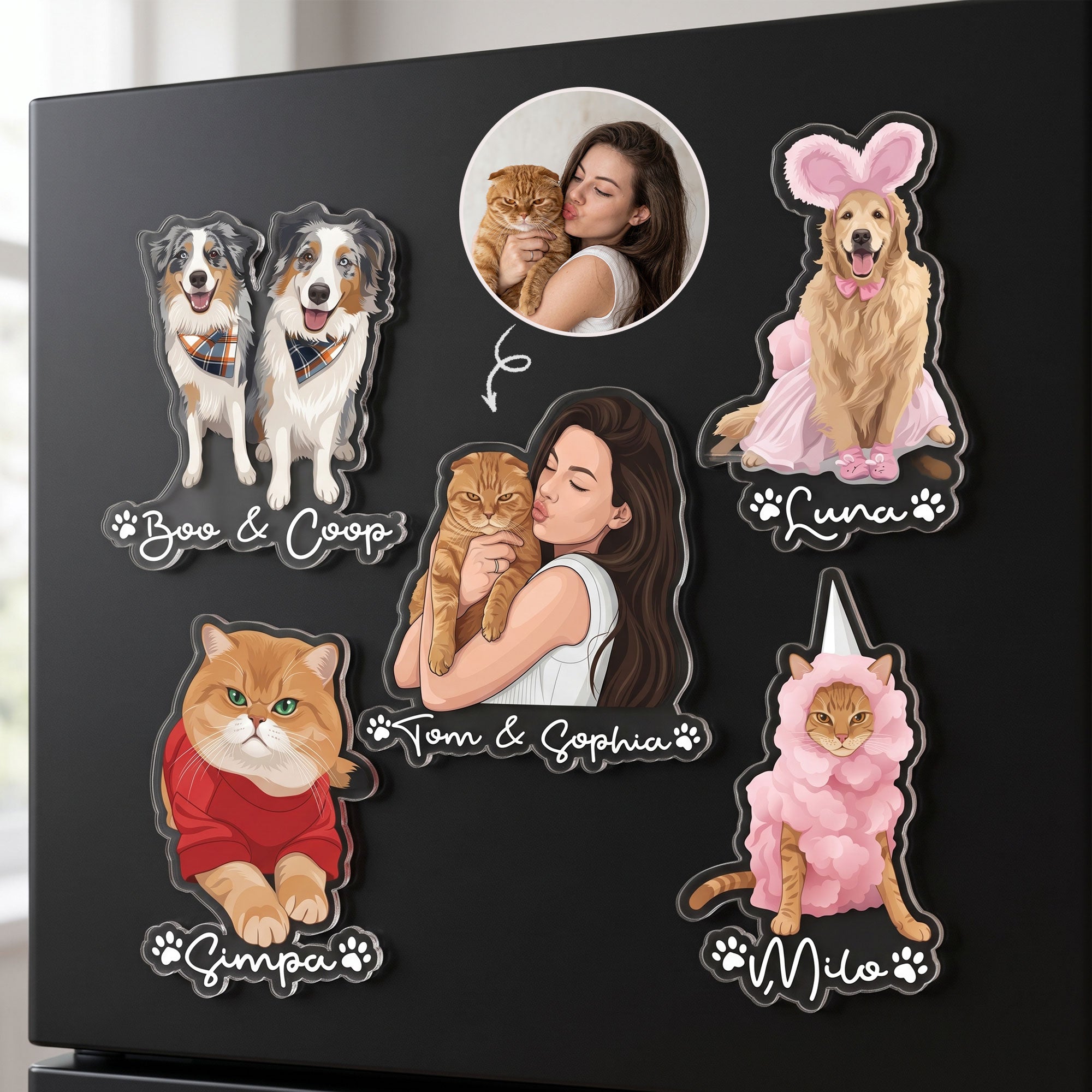 Custom-Pet-Portrait-Turn-Photo-Into-Art,-Gifts-For-Dog-Lovers,-Cat-Lovers-Personalized-Magnet-1