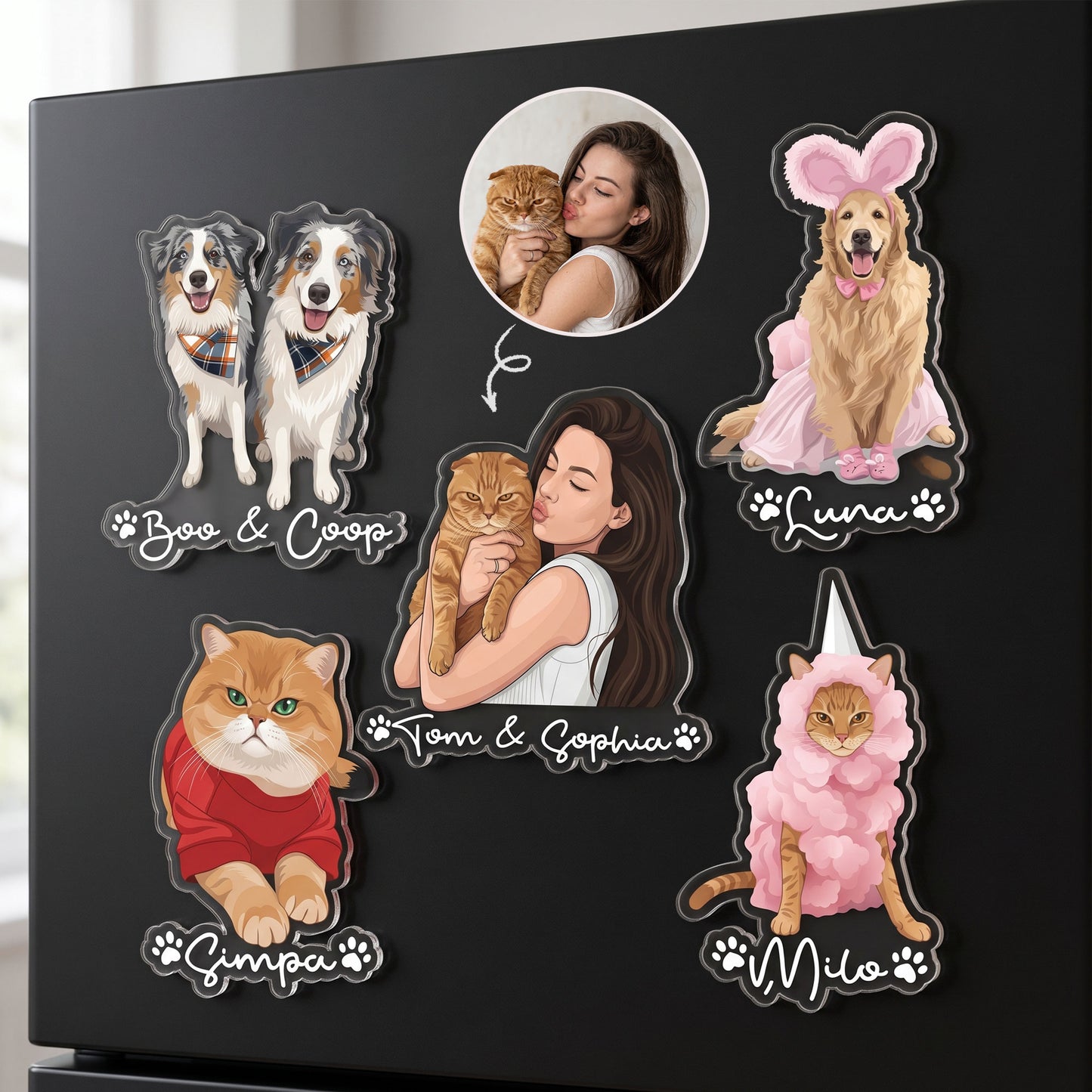 Custom-Pet-Portrait-Turn-Photo-Into-Art,-Gifts-For-Dog-Lovers,-Cat-Lovers-Personalized-Magnet-1
